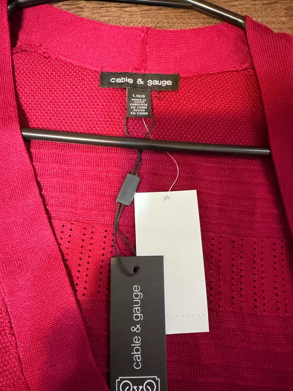 Cable & Gauge Deep Raspberry Open-Front Knit Cardigan - Picture 3 of 3